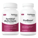 FertilAid for Women & Ovaboost Combo, Female Fertility Supplement & Natural Fertility Vitamin with Myo-Inositol, Vitex & Vitamins to Support Ovulation, Cycle Regularity & Egg Quality, 1 Month Supply