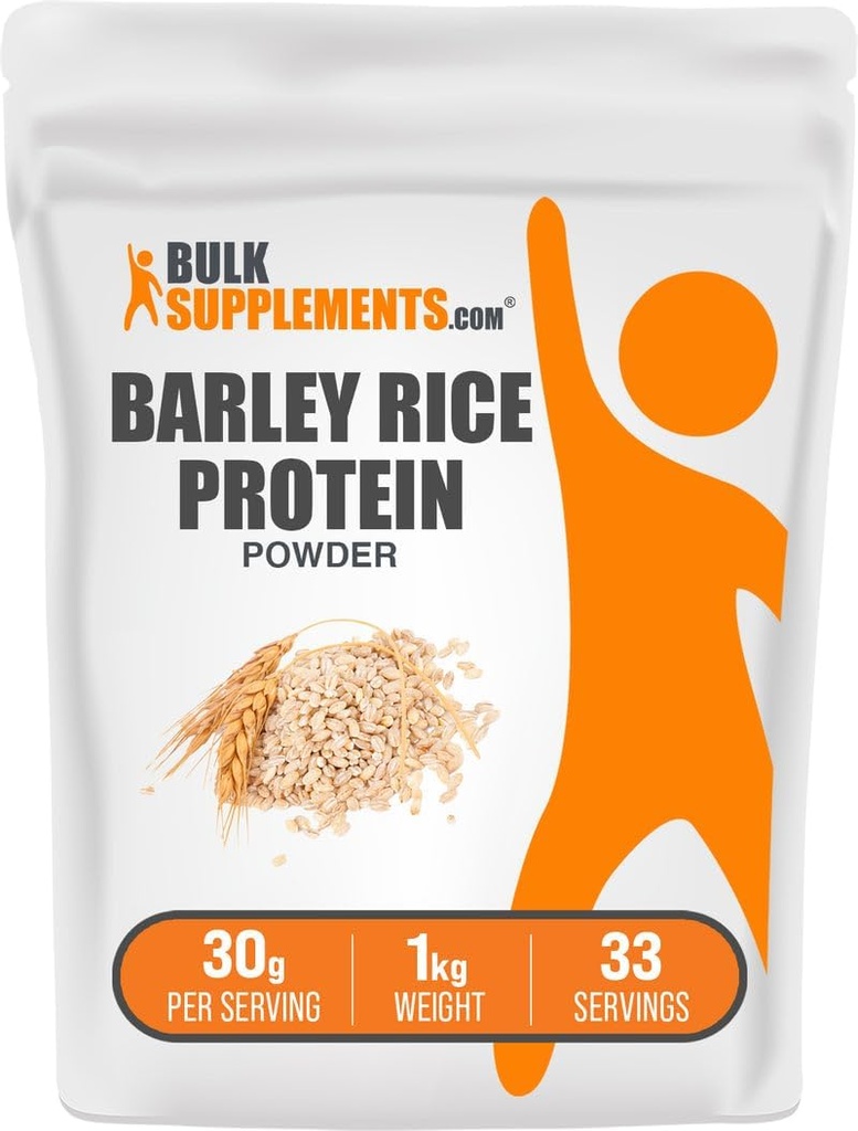 BulkSupplements.com Barley Rice Protein Powder - Vegan Protein Powder, Sports Nutrition - Unflavored & Dairy Free, 30g por Serving, 1kg (2.2 lbs) (Pack of 1)
