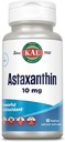 KAL Astaxanthin 10mg, Suplemen Antioksidan Terkuat, Layanan Kesehatan dan Otak, Dari Sumber Tanaman Alam, Bukan-GMO, Vegan, Gluten Bebas, 30 Servis, 60 VevCaps