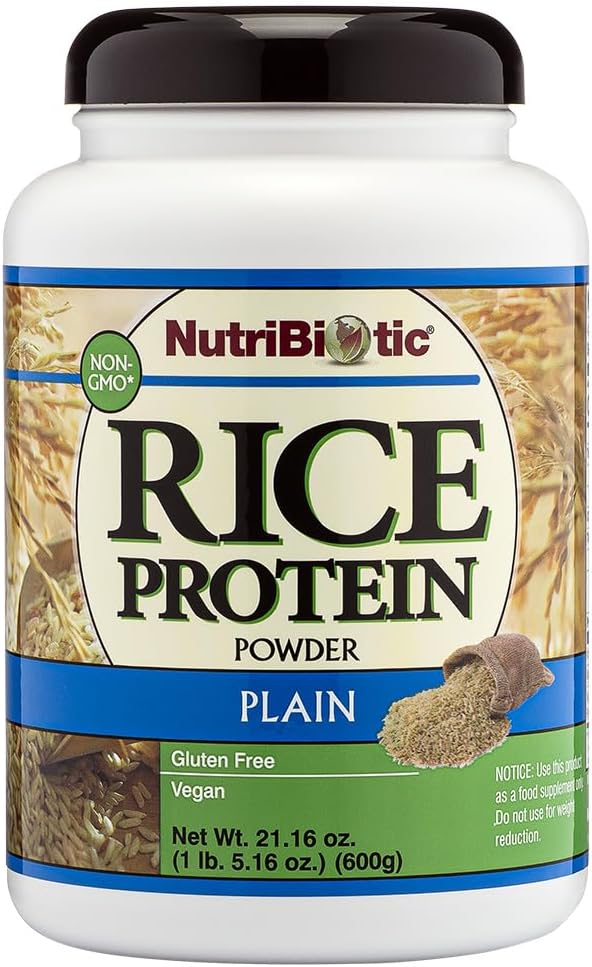 NutriBiotic – Plain Rice Protein, 1 Lb 5 oz (600g) - Low Carb, Keto- friendly, Vegan, Raw Protein Powder - Tiến hành & Không có hóa chất, GMMO hay Gluten - Dễ dàng đến Bản quyền & Nutrient-Rich