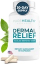 PUREHEALTH RESEARCH Dermal Relief Supplements - для раздраженной кожи, экземы и дерматита с L-гистидином, экстрактом корня ашваганды, Rhodiola Crenulata, витамином D и E - 1 бутылка - 60 капсул