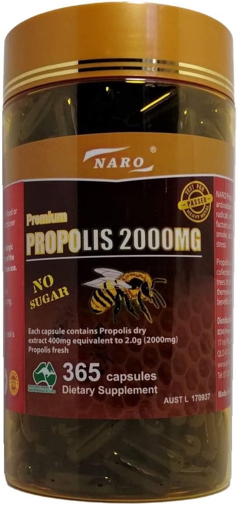 Naro Bee Propolis Extract 2000mg Premium Eucalyptus Dark 365 kapsule avstralska