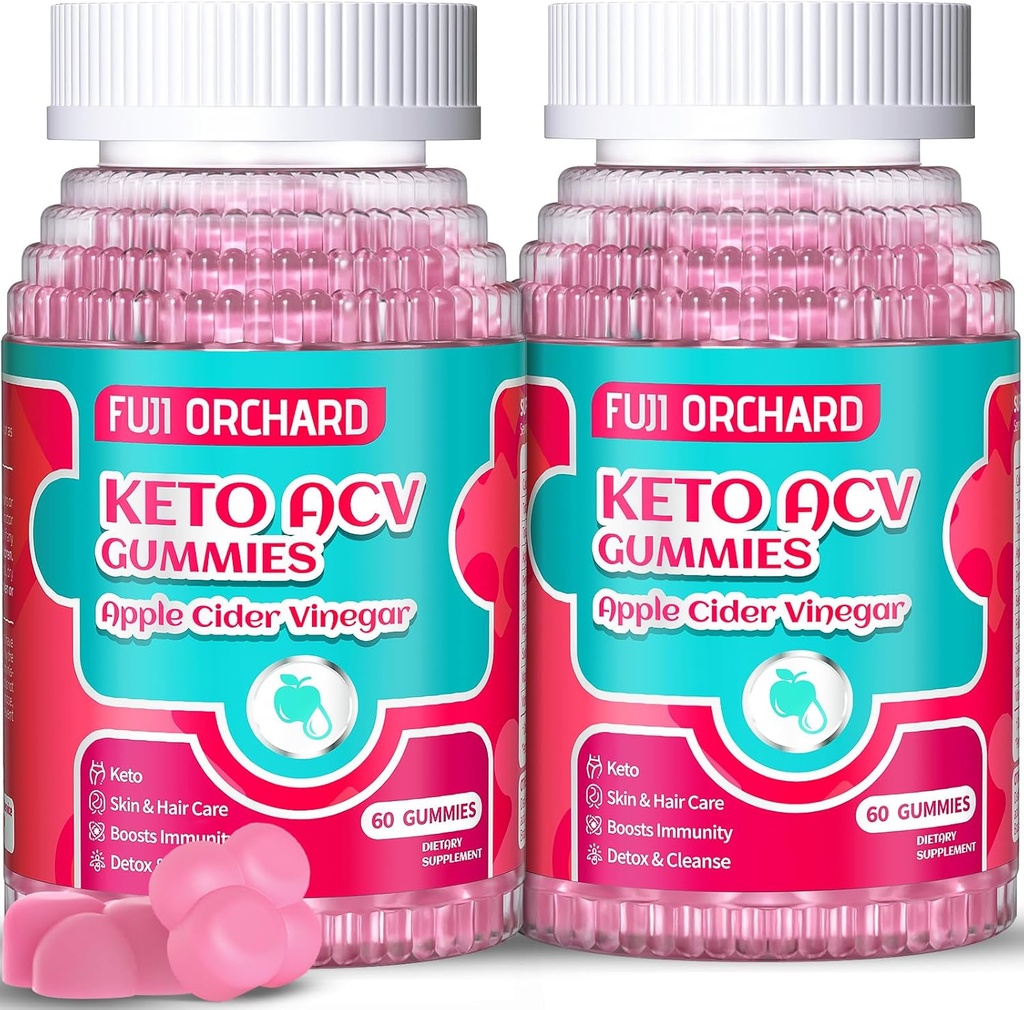 Keto ACV Gummies for Weight Loss - Delicious 1500MG Apple Cider Vinegar with Mother, Probiotics, ויטמין B6 & B12, טבעוני ו- non-GMO - תומך במטבוליזם ובשומן שנשים, 120 טבעוני
