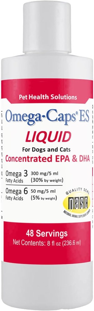 Liquido per cani e gatti ad alta potenza Omega-3 e Omega-6 acidi grassi concentrati EPA e DHA Fish Oil Supplemento Vet formulato in USA Cappotto Pelle Giunto e Cuore Salute 8 fl oz 48 Serve