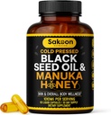 Čierny olej kapsuly - s Novým Zélandom Manuka med, studené lisované turecké Nigella Sativa olej, 2% Thymochinón, Immune & Tráviaca podpora, Made in USA, 60 Gróf, 1010mg na porciu