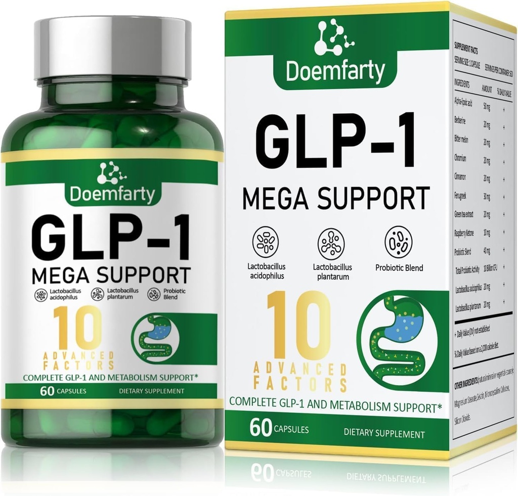 GLP-1 Probiótico | Suplemento GLP-1, GLP-Activar con 10 millóns de probióticos multi-Strain + Prebióticos, GLP 1 Produción, Probiótico GLP-1 para homes e mulleres, 60 cápsulas GLP-1 [1pcs]h1/