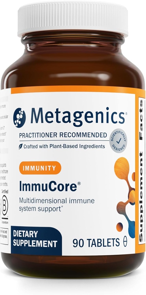 Metanitics Imumu Core - Immumun รองรับวิตามิน C & D3, Zync, Seleium & Muchroom= - Antooxidant & Respirative (help) * - NotGMOMO, Glutengn – 90 Tablets