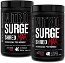 Nitrosurge Shred Max Preworkout - Errendimendu handiko Thermogenic Pre Workout Powder L Citrulline, Acetyl L Carnitine, Caffeine organikoa - 80 zerbitzari, Cherry Bomb eta Watermelon Peach