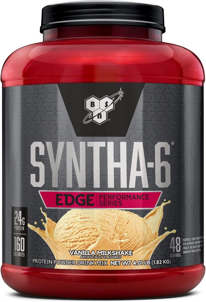 BSN SYNOTA-6 Edge Protein Powder, Vanilla Protein Powder amb l'Hydro Wheye, Micelar Castin, Milk Protein Isote, Baixa Sugar, 24g Protein, Vanillashake, 48 Servings