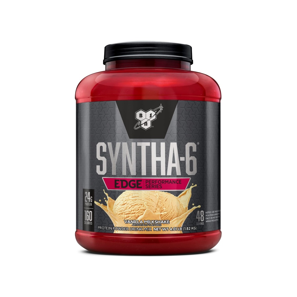 BSN SYNTHA-6 EDGE Protein Powder, Vanilla Flavored Powder with Hydrolyzed Whey, Micellar Casein, for Muscle Gain, Low Sugar, 24g Protein, Vanilla Milkshake, 48 Servings, 4.01 Pound (Pack of 1)