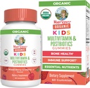 MaryRuth Organics Kids Vitamins | USDA Organic | Multivitamin Gummies + Postbiotics 4+ urteetarako | Lactobacillus Rhamnosus | Vegan | Non-GMO | 60 Count