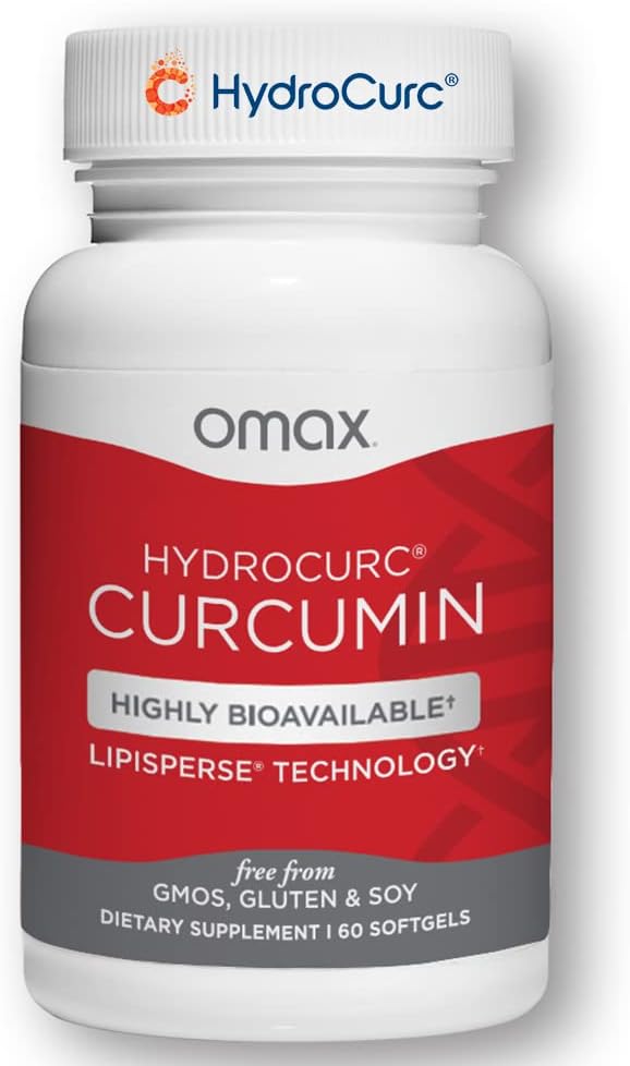 Omax3 HydroCurc Turmunic Curcumin Softgels, Sangat Bioavable, Nanoparticles Potency & Absorpsi (60 Softgels)
