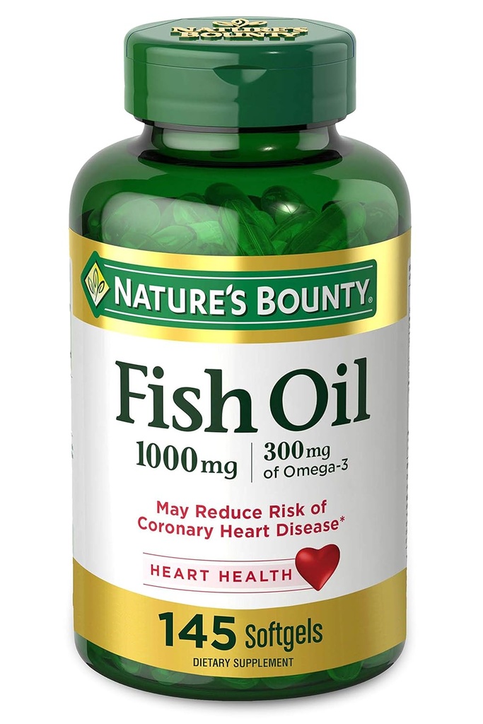 Nature's Bounty Fish Oil Omega-3 1000 mg Softgels 145 ea