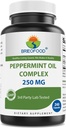 Brieofood Peppermint Oil Complex - 250 mg - 240 Kapsule - Podporuje zdravú Gut, Bowel upokojujúce - Gluten Free & Non-GMO