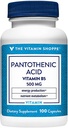 비타민 Shoppe Pantothenic Acid 500MG, 비타민 B5, 에너지 생산 및 헤어, 피부, 손톱, 일일 (100 캡슐)