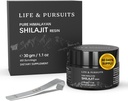 Life & Pursuits 100% Pure Real India Himalayan Shilajit Resin, 1.1 oz 500mg, Minimal 75% Fulvic Acid, 85+ Trace Minerals, Хранителна добавка за мъже 3-та партия Lab Test Report, 60 Servings (Pack of 1)