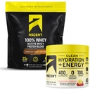Ascent 100% Whey Protein Powder, Chocolate Peanut Butter 4 lb & Hydration + Energy Electrolytes, Raspberry Lemonade 40 Servings