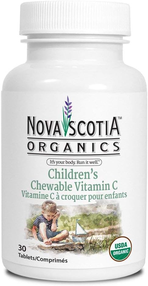 Nova Scotia Organics Uşaqların Chewable Vitamin C (30 Chewable Tablet); Sertifikatlaşdırılmış Organic; Vegan, Organic Acerola