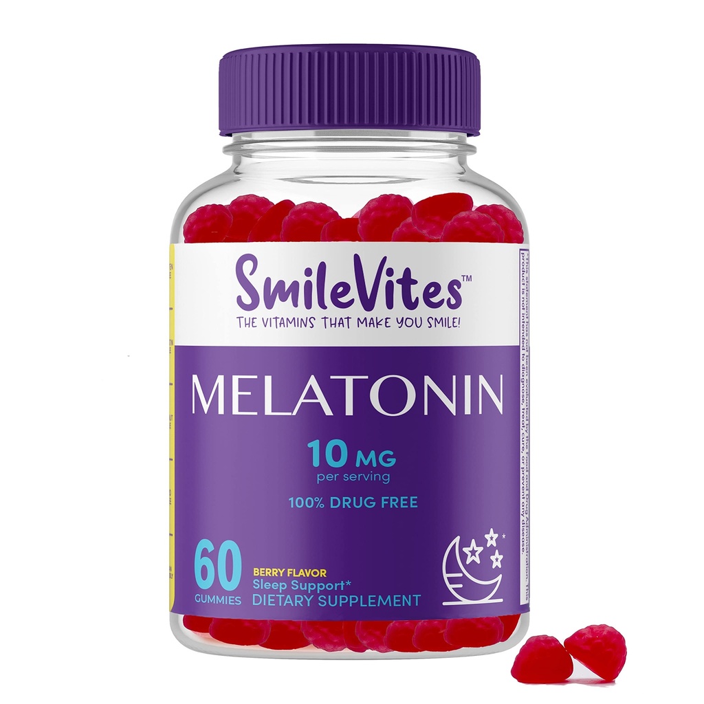 Heartland Pharma Melatonin Gummies 10mg | 100% Drug-Free Sleep Aid | Supports Restful Sleep & Relaxation | Non-Habit Forming | Berry Flavor | 60 Count