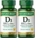 Prírodný bounty vitamín D3, Immune and Bone Support, 5000IU, Rýchle uvoľňovanie Softgels, 150 Ct (Pack of 2)