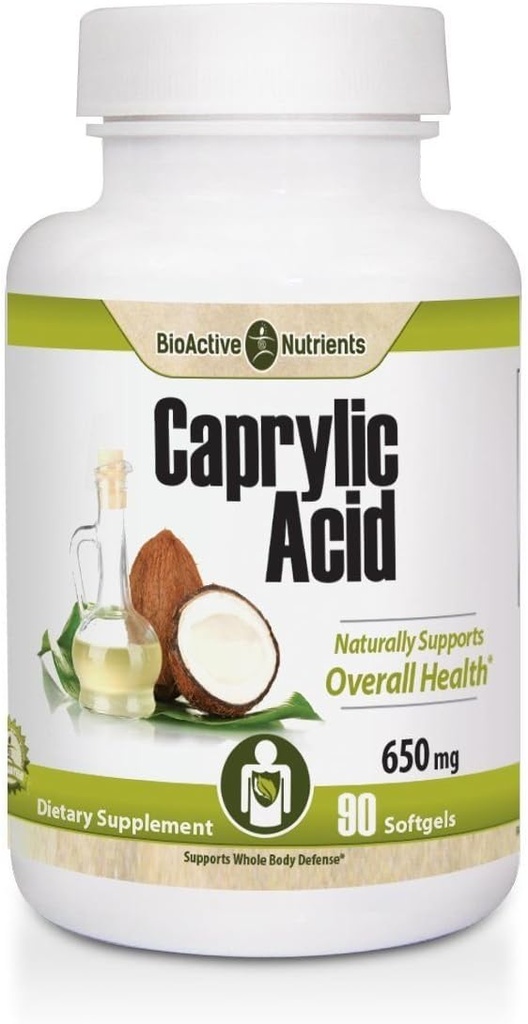 NUTRIENTI BIOACTIVE - Acido Caprylico - 600mg - 100 Softgels - Supplemento per Salute Gut e Digestiva, GI Balance, Supporto Gastrointestinale e Salute Intestinale, Senza Glutine