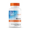 Doctor's Best Biotin Vitamin Supplement 5000 mcg for Men & Women - Biotin Capsules for Hair Growth Support, Skin, & Nails, Non GMO, Gluten Free, Soy Free, Vegan - 120 Veg Caps
