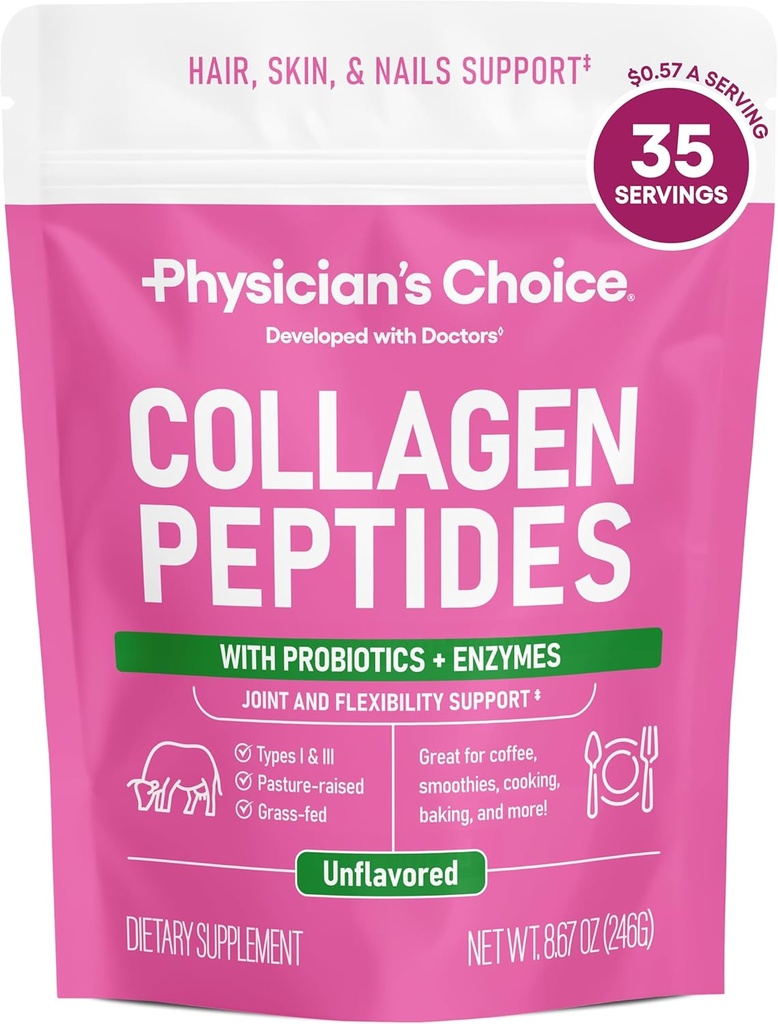 物理家的CHOICE Collagen Peptides - 水解蛋白粉用于头发,皮肤,联合体 - 草药,非GMO