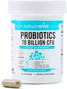 NatureWise Probiotics 70 miljardi KVV - 17 celmi + organiskās prebiotikas - Imūnās, gremošanas un zarnu veselības atbalsts sievietēm un vīriešiem - Veģetārietis, bez lipekļa, ne-GMO - 30 kapsulas[1-mēness piegādes]