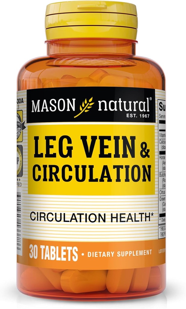 MASON NATURAL Leg Vein ' Circulation, with Vitamin C, Calcium, " Green Tea for Daily Circulation Support, 30 Tablets
