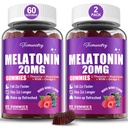 Melatonin Gummies 20mg for Adults - Maximum Strength Melatonin Gummies with L-Theanine, Magnesium, Omega-3, MSM, D3 & Zinc - Non-Habit Forming, Vegan, Non GMO, Natural Mixed Berry Flavor