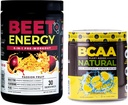 Nutrology Beet Natural O2, Pre Workout Powder, Passion Fruit Flavor (30 zerbitzatu) BCAA Natural, Plant Based BCAA Powder, Lemonade Flavor (30 zerbitzatu)
