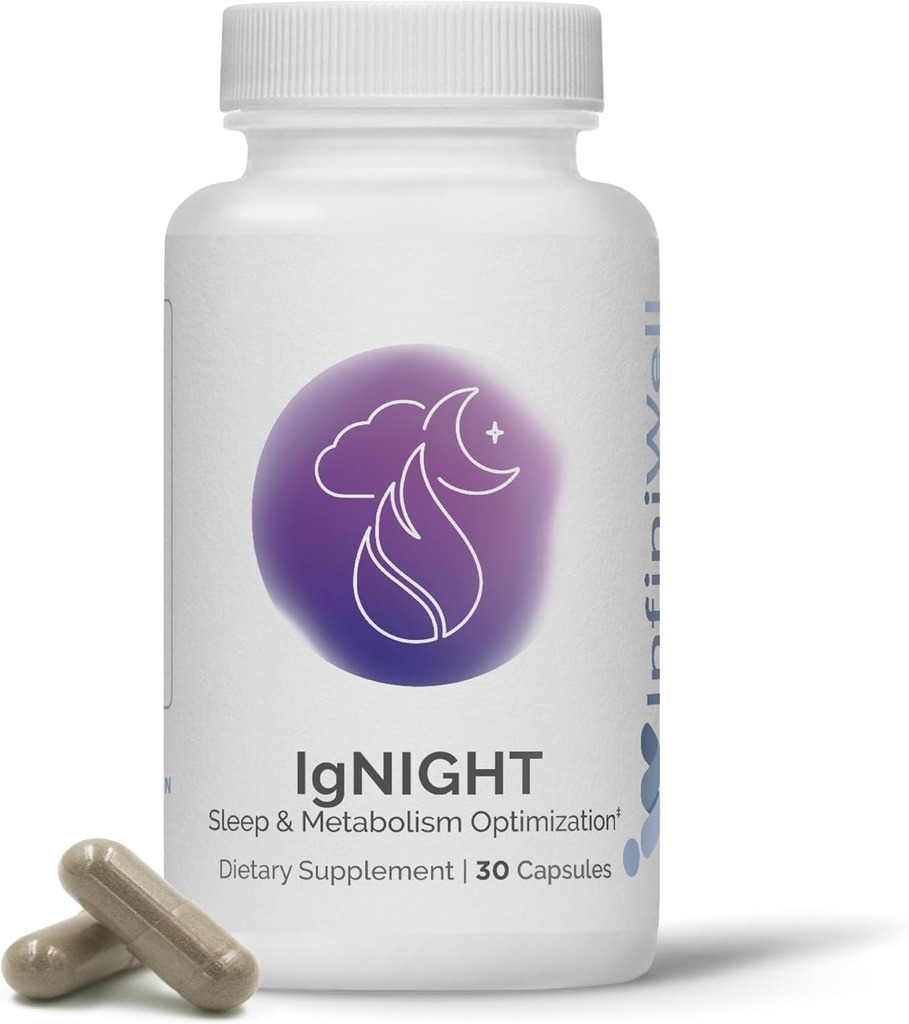 InfiniWell IgNIGHT - Valerian Root & Ashwagandha Sleep Aid med grader av paradis för att stödja metabolisk hälsa - främja hälsosam metabolisk funktion medan du sover - (30 kapslar)