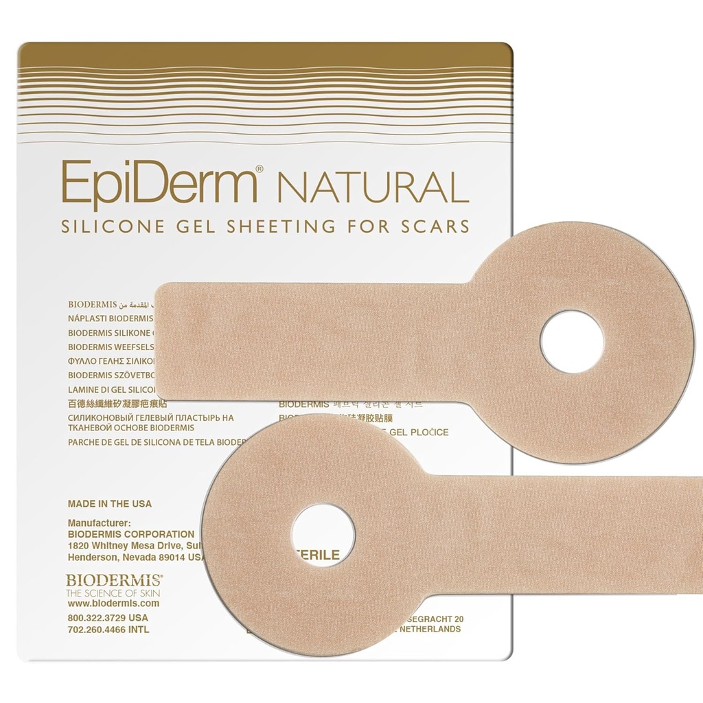 EpiDerm Areopexy Silicone Scar Sheets - Reusable, Washable & Customizable חזה Reduction & Post Op Surgery Essentials - Lollipop Professional Class Scar Patches - טבעי, 1 Pair