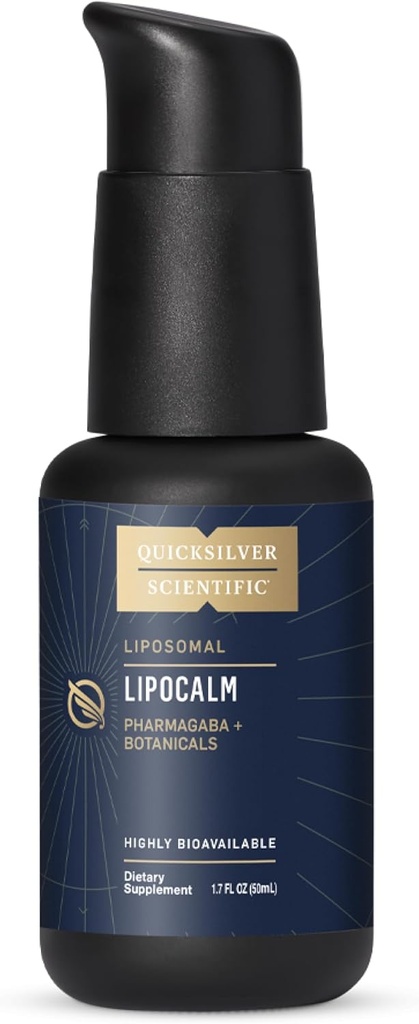 Quicksilver Scientific LipoCalm - Relaxation Support 허브가있는 Liposomal GABA - Chamomile, Passionflower Herb & Skullcap 마음의 평화를위한 보충 & 수면 달력 지원 (1.7oz / 50ml)