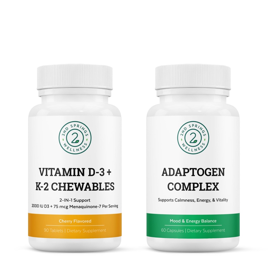 Adaptogen Complex & Vitamin D3+K2 Chewables Bundle