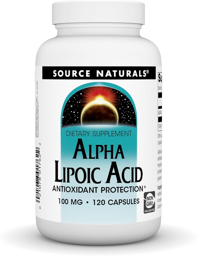 Naturals Fonte Ácido Alfa Lipóico 100 mg Suporta Metabolismo de Açúcar Saudável, Função Fígado & Geração de Energia - 120 Cápsulas