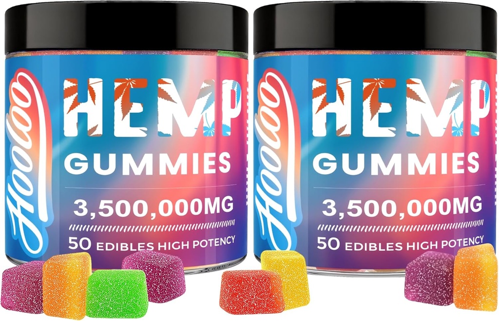 Gummies Hemp Big Cubes Dodatkowa siła dla wsparcia w czasie snu, Unwind, 6 Flavors owocowe żuć Hemp Gummy witaminy dla dorosłych, Pack of 2, Made in USA