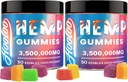 Hemp Gummies Big Cubes Extra Strength for Bedtime Support, Unwind, 6 Fruity Flavors Chewable Hemp Gummy Vitaminas para adultos, Pack de 2, Made in USA