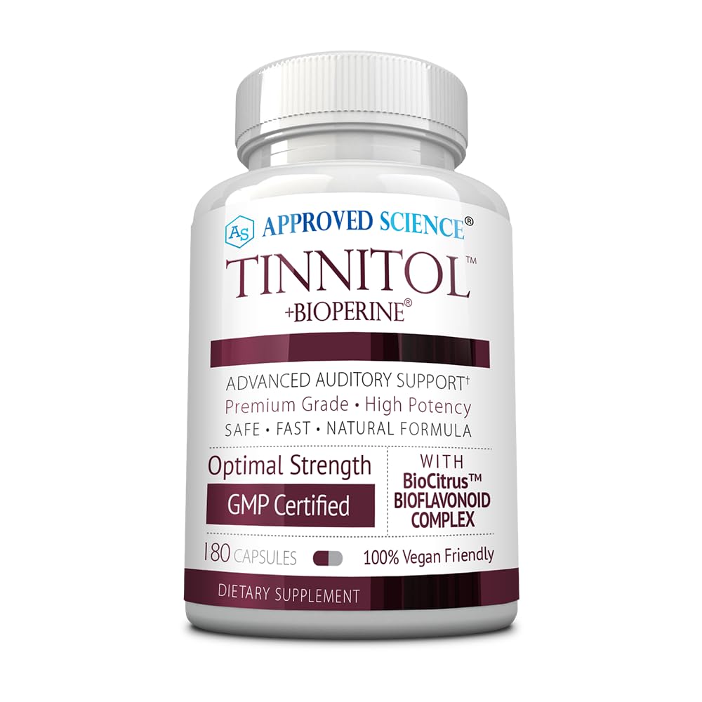 Approved Science Tinnitol - Tinnitus Support Supplement - Ease Ringing in The Ears - Boost Inner Ear Health - 1 Bottle - 3 Month Supply - Made in The USA