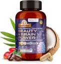 Beauty & Brain Power, Força Extra + Triple Action Cérebro Suplemento, Vitaminas da pele para beleza sem falhas, Beleza & Cérebro Saúde Suplementos para adultos, 60 Cápsulas Vegetarianas