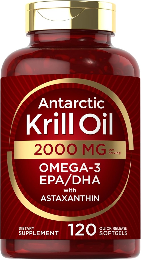 Carlyle Antarctic Krill Oil 2000 mg 120 Softgels  по Omega-3 EPA, DHA, with Astaxanthin Addition Sourced from Red Krill  горнище Maximum  помътняване на кожата