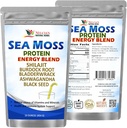 NELCIA'S NATURAL HERBS Sea Moss Ashwagandha Protein Powder -Natural Irish Sea Moss, Bladderwrack and Burdock Root, Black Seed and Shilajit Powder (16oz)