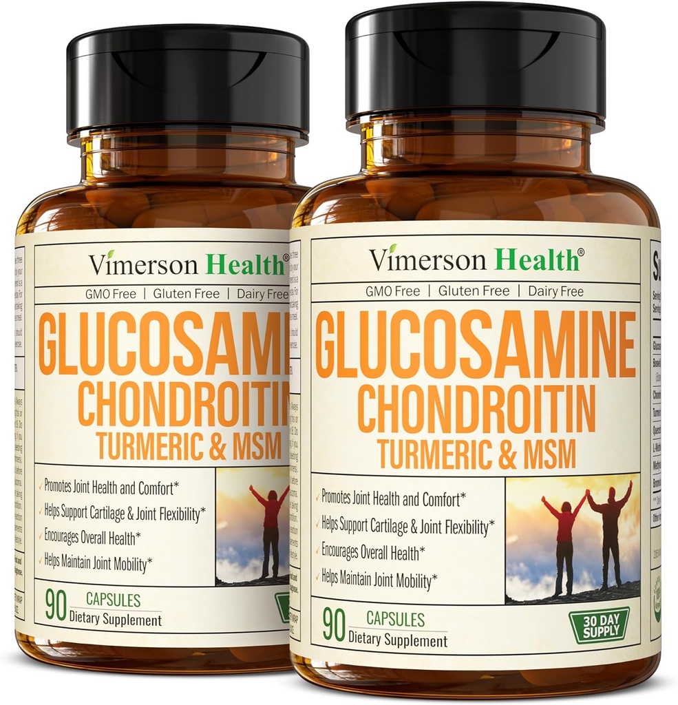 Glucosamine Chondroitin MSM - Společná podpora pro ženy a muže s Glucosamine Sulfath 1500 mg, Chondroitin a MSM - pro chrupavku, společné zdraví a flexibilitu - 2 Pack