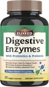 Digitale enzymer Plus Probiotika & Prebiotika, 22 Digitale enzymer med Amylase, Protease, Lactase & Mere, Maksimal Styrke, for sund fordøjelse, Vegan, Non- GMO, 30 Caps