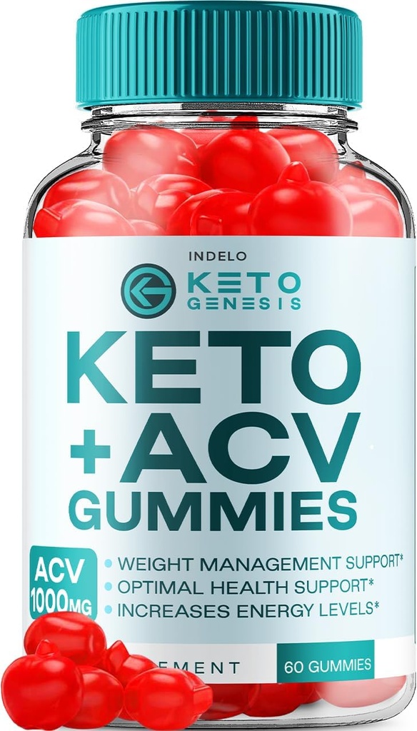 Keto Genesis ACV Gummies Advanced Gummies 1000mg, Genesis Keto + ACV Управління вагою Gummies Apple Cider Vinegar Genesis Дієтичні добавки Genesis Gummies Відгуки Вітамін B12 B6 (60 Gummies)