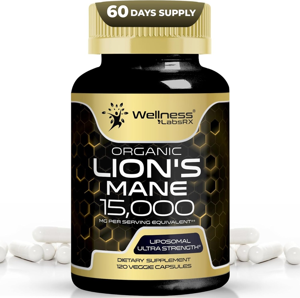 Lions Mane Supplement Capsules - 120 Count - Mushroom Supplement, Brain Supplements for Memory and Focus, Lion's Mane Mushroom Capsules Organic - Cognitive and Immune Support, Focus Supplement