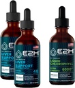 E2H: Liver Support Supplement (2 Pack - 4 Fl Oz) and Chlorophyll Liquid Drops (Single Bottle - 2 Fl Oz) | Vegan, Non-GMO - (6 Fl Oz Total) - Bundle