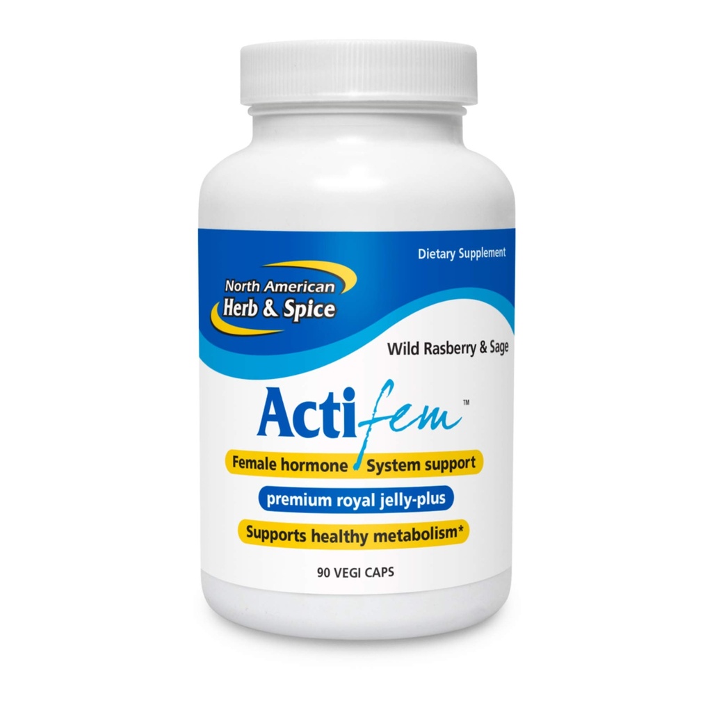 NORTH AMERICAN HERB & SPICE ActiFEM - 90 Capsules - Supports Hormone Balance for Women, Metabolism & Mood - Royal Jelly, Wild Atlantic Kelp, Fennel - Non-GMO - 90 Total Servings