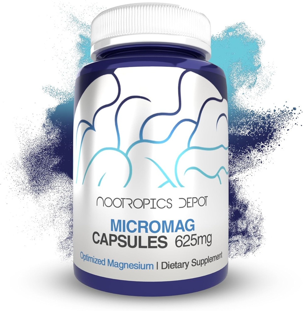 Nootropics Depot MicroMag Magnesium Capsule | 625mg | 30 Count | Contiene 200mg di Magnesio Elementale