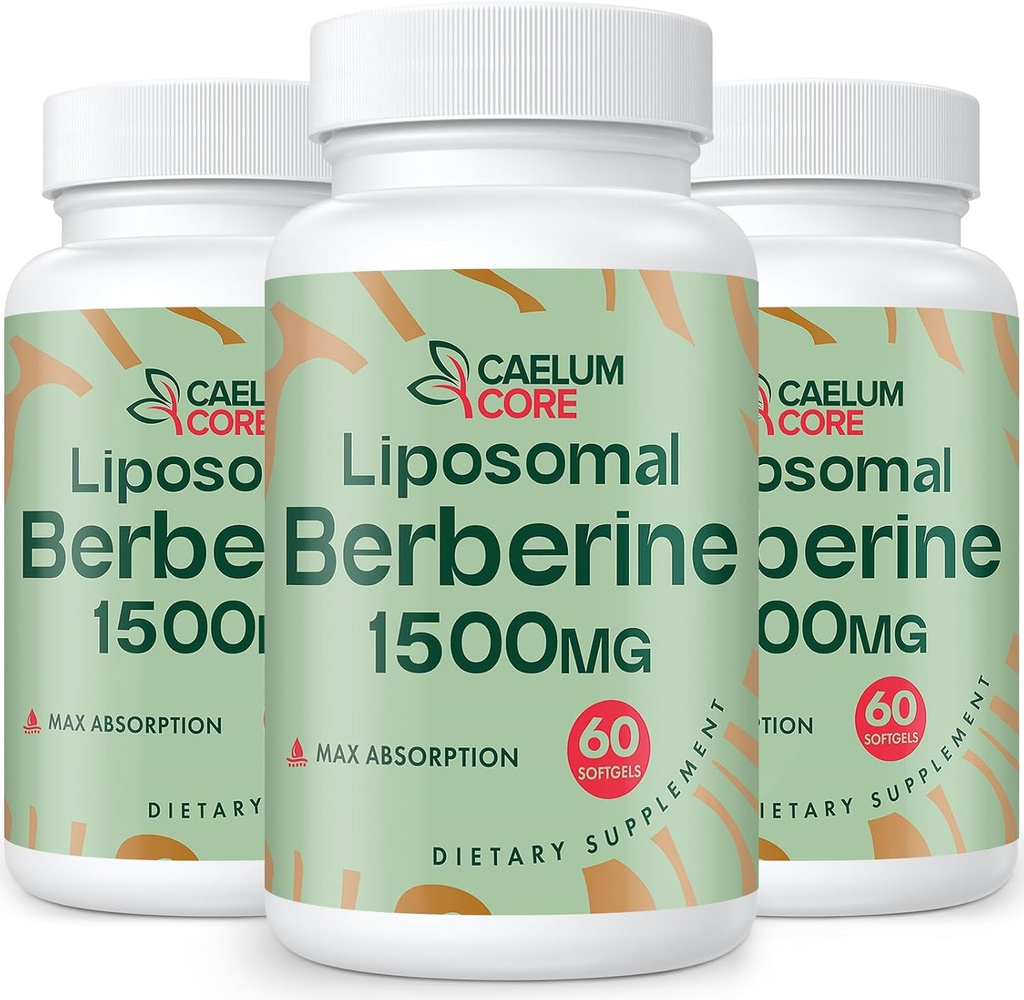 Liposomal Berberine HCL - Berberine 1500 mg Activates AMPK & GLP-1, Kadınlar ve Erkekler için Yüksek Biyoavaklı Berberines Supplement (3 Pack)